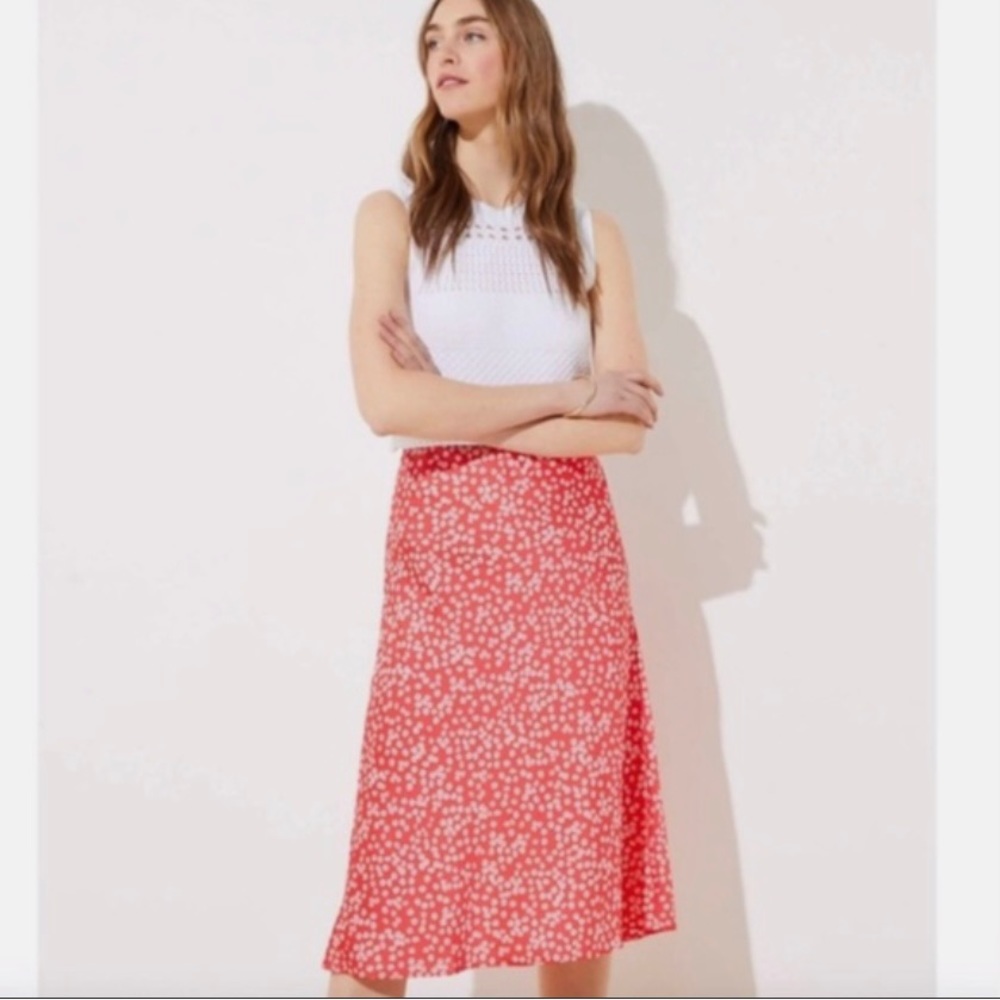 Loft Daisy Print Midi Skirt